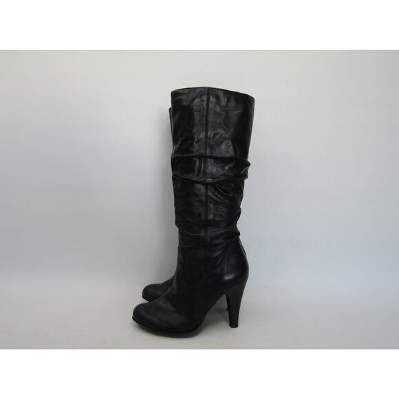 ALDO Womens Size 37 EUR Black Leather Slouch Zip Knee High Fashion Boots - Picture 1 of 11